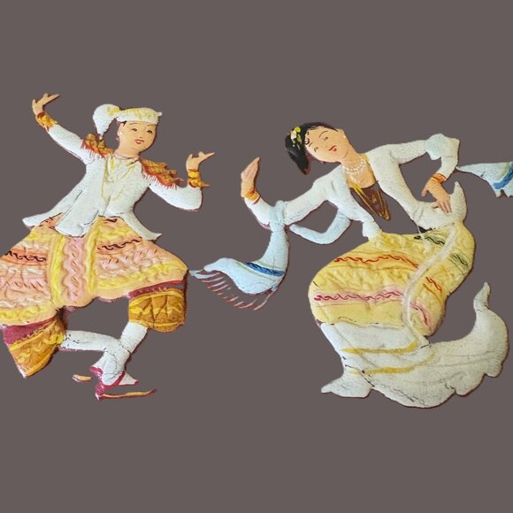 Vintage 1950's Leather Handcrafted TPS Mandalay Burma Wallet with Dancers EUC - Picture 2 of 12